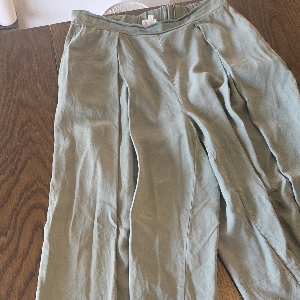 High-Rise Wide-Leg Pleated Pants in Olive - Picture 3 of 10